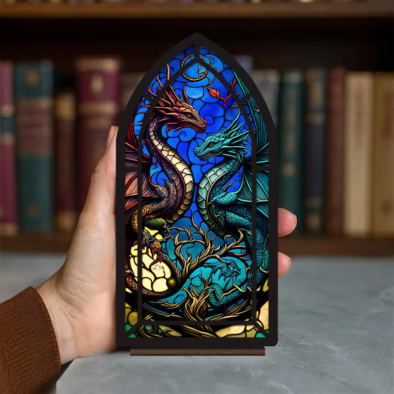 Double Dragon Bookshelf Window
