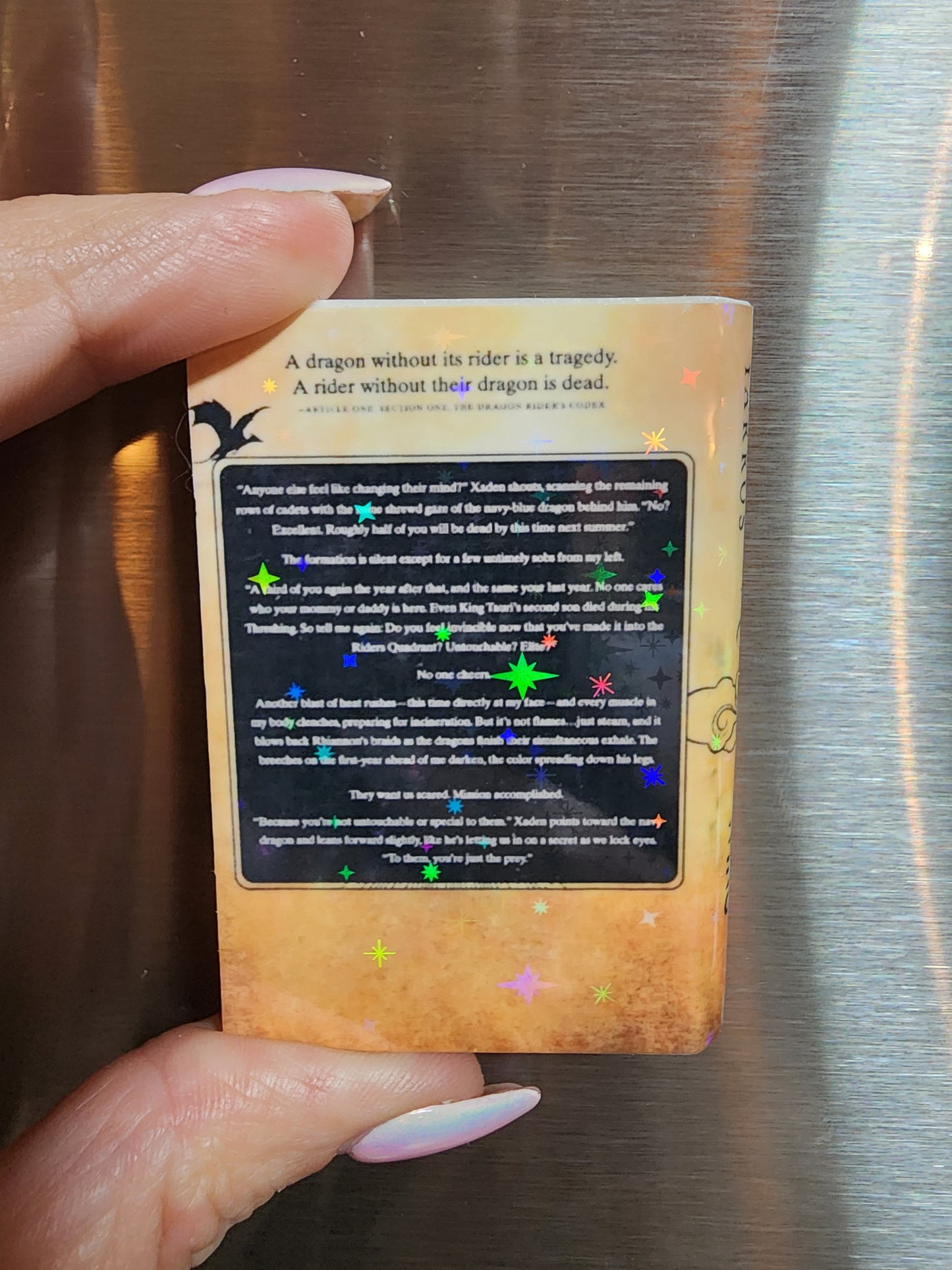Fourth Wing Sparkly Book Magnet