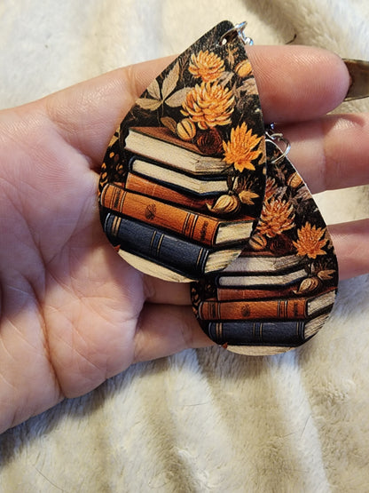 Leather Book Earrings