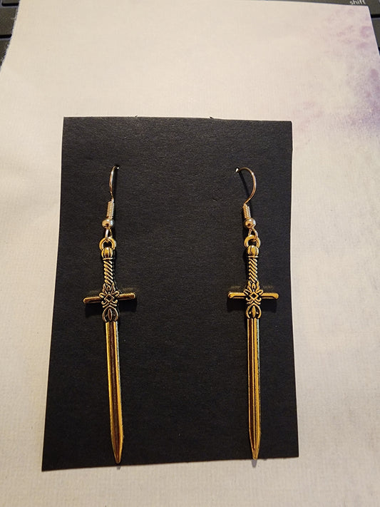 Gold Sword Earrings
