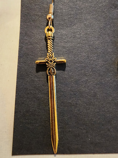 Gold Sword Earrings