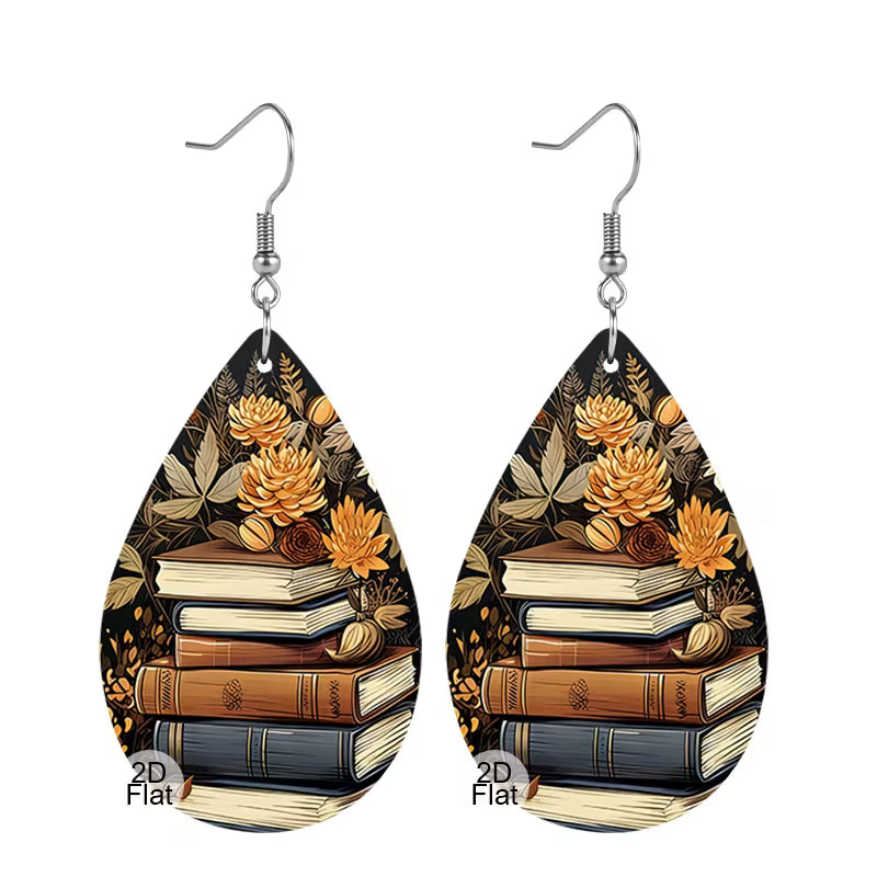 Leather Book Earrings