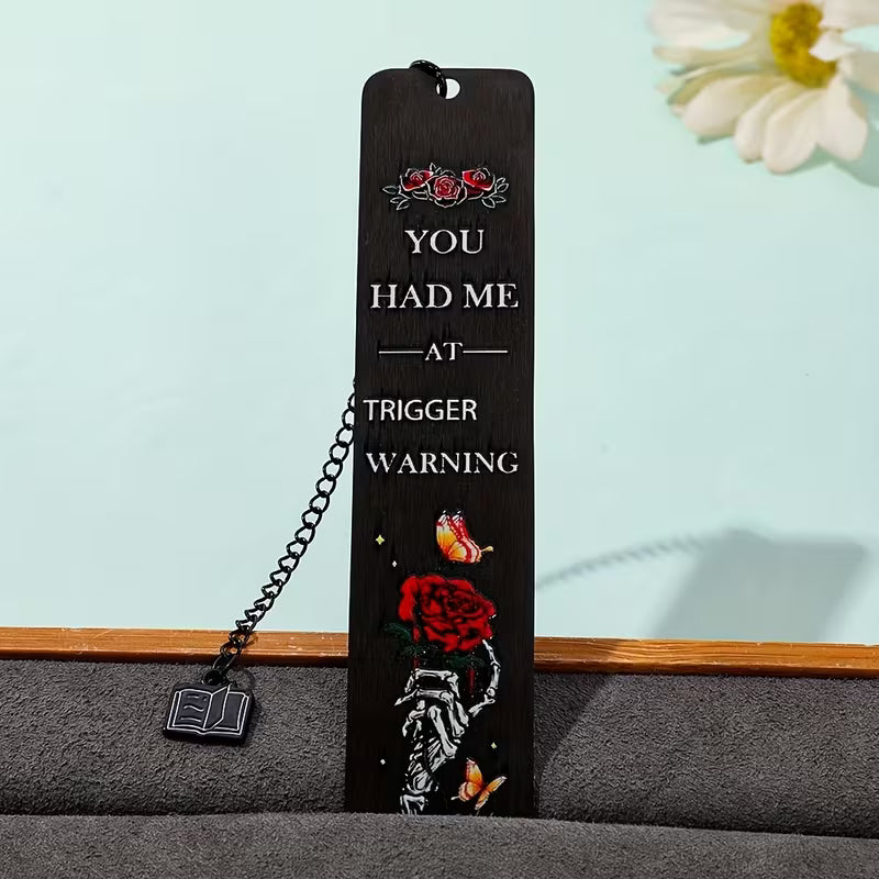 Trigger Warning Stainless Steel Bookmark