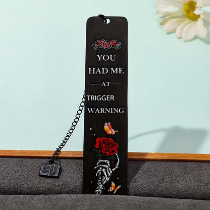 Trigger Warning Stainless Steel Bookmark