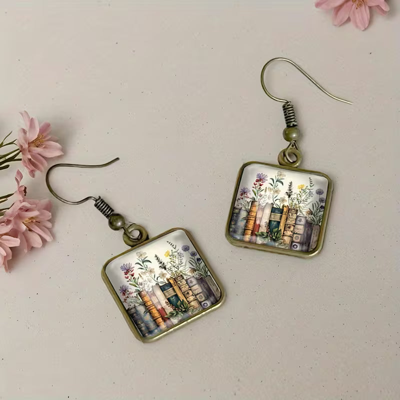 Floral Book Resin Earrings