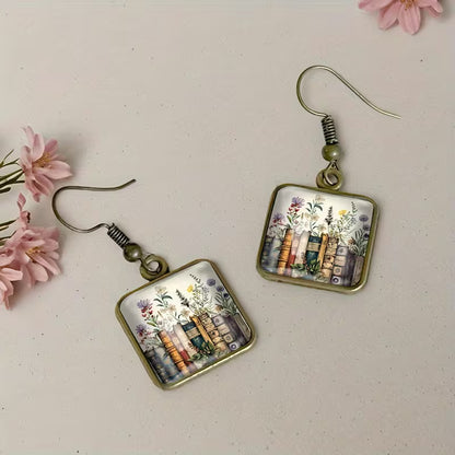 Floral Book Resin Earrings