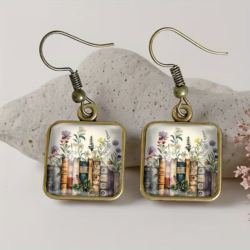 Floral Book Resin Earrings